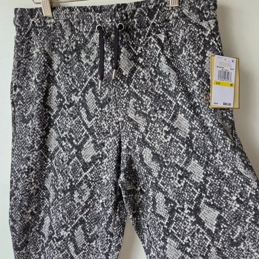 NWT MICHAEL KORS SNAKESKIN PATTERN PRINTED JOGGERS SIZE M